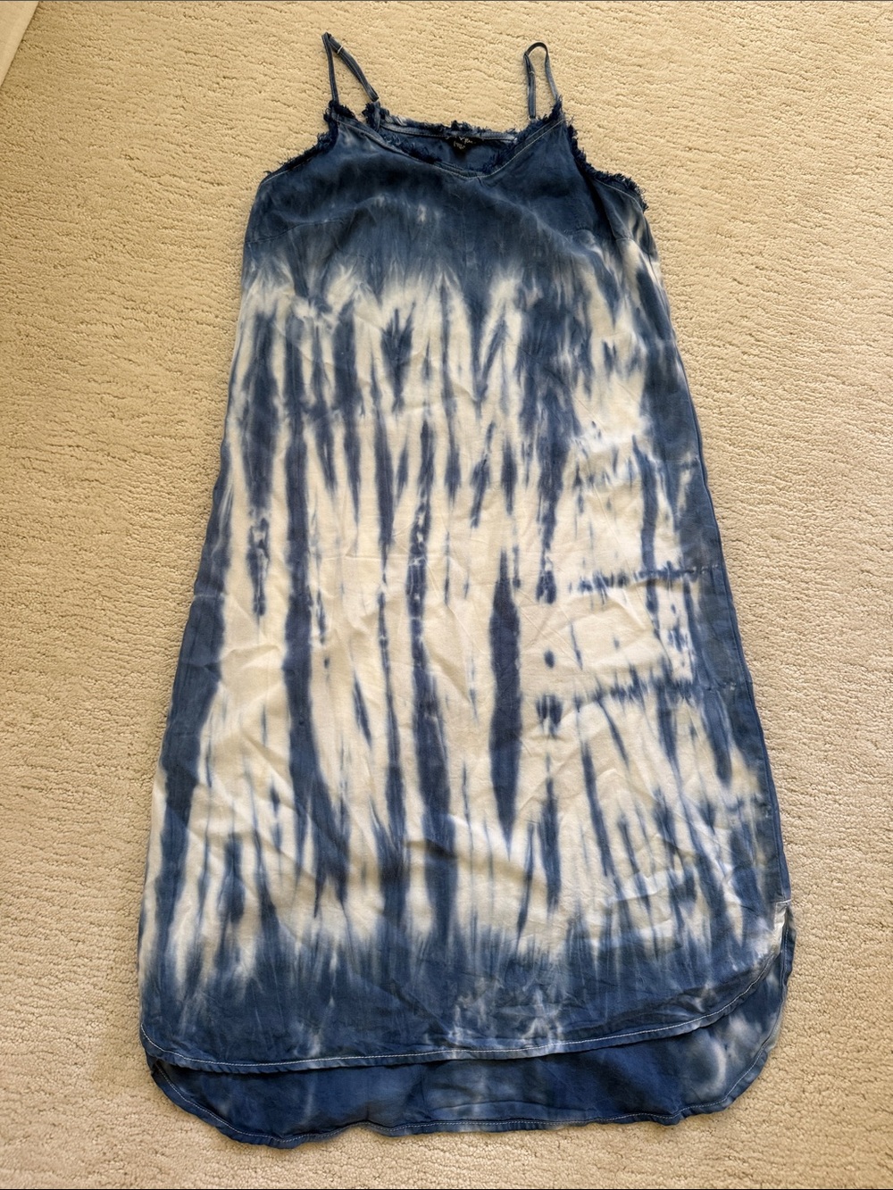 Velvet Heart Blue and White Tie-Dye Midi Slip Dress